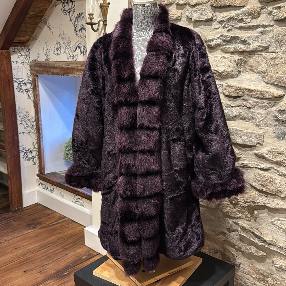 Vintage 1980’s Boulevard East Purple Oversized Faux Fur Coat